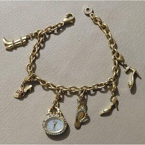 Citizen Watch Charm Bracelet Shoes Silhouette Eco Drive Gold Tone MCM Untested